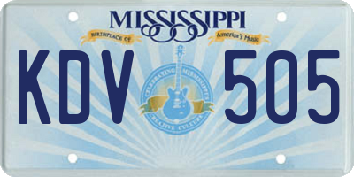 MS license plate KDV505