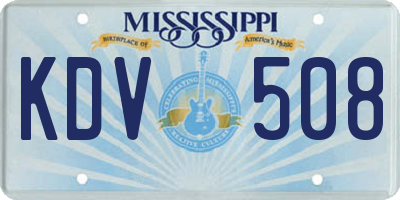 MS license plate KDV508