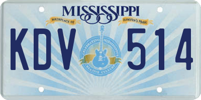 MS license plate KDV514