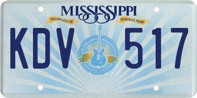 MS license plate KDV517