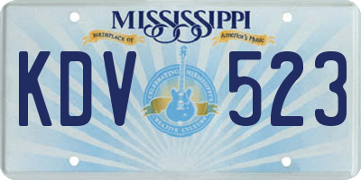 MS license plate KDV523