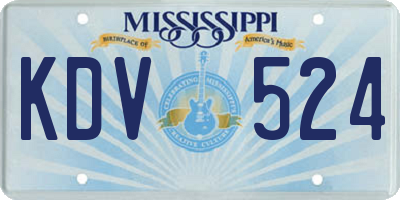 MS license plate KDV524