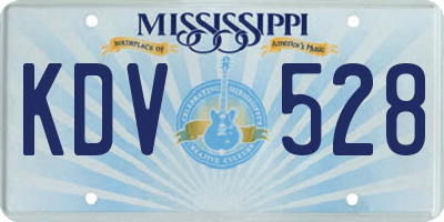 MS license plate KDV528