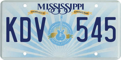 MS license plate KDV545