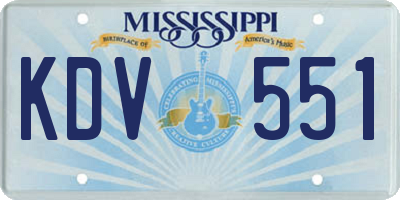 MS license plate KDV551