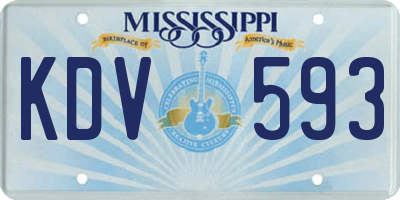 MS license plate KDV593