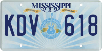 MS license plate KDV618