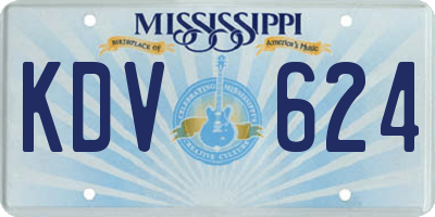 MS license plate KDV624