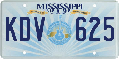 MS license plate KDV625