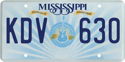 MS license plate KDV630
