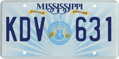 MS license plate KDV631