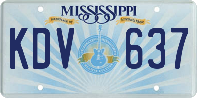 MS license plate KDV637