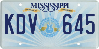 MS license plate KDV645