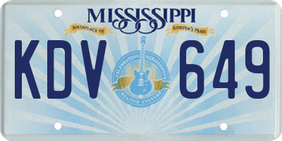 MS license plate KDV649