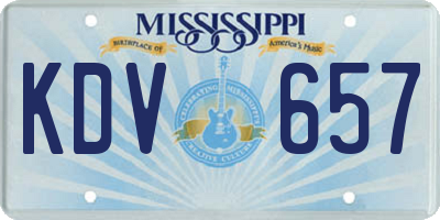 MS license plate KDV657