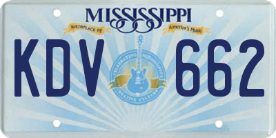 MS license plate KDV662