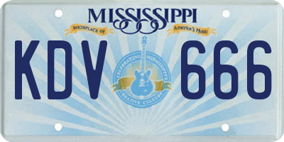 MS license plate KDV666