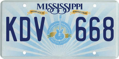 MS license plate KDV668