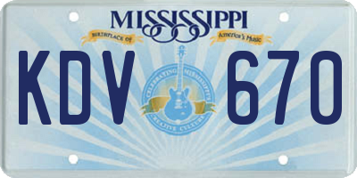 MS license plate KDV670