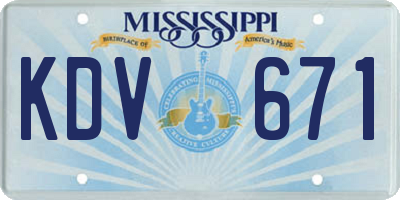 MS license plate KDV671