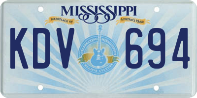 MS license plate KDV694