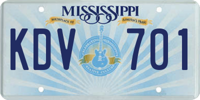 MS license plate KDV701