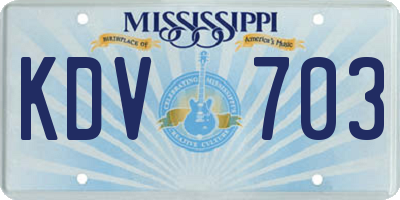 MS license plate KDV703