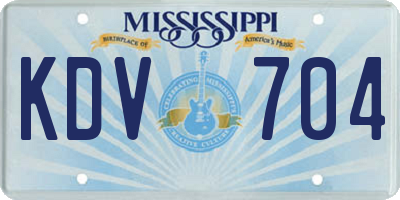 MS license plate KDV704