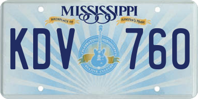 MS license plate KDV760