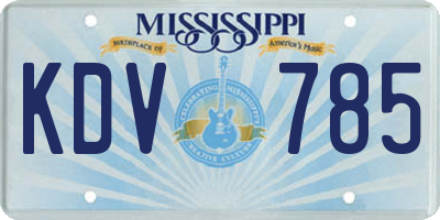 MS license plate KDV785