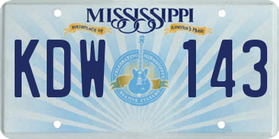 MS license plate KDW143