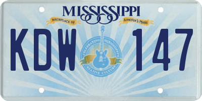 MS license plate KDW147
