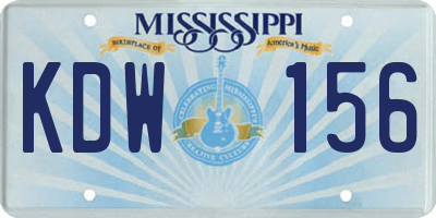MS license plate KDW156