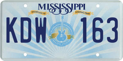 MS license plate KDW163