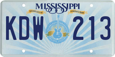 MS license plate KDW213