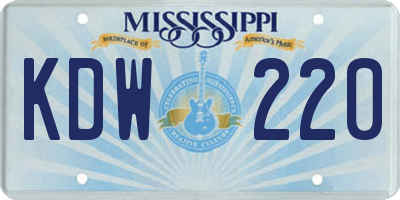 MS license plate KDW220