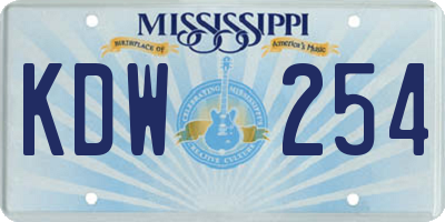 MS license plate KDW254