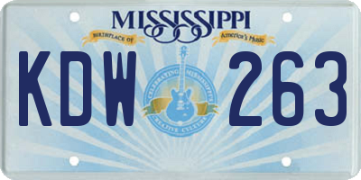 MS license plate KDW263