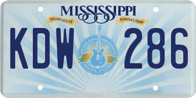 MS license plate KDW286