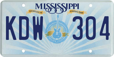 MS license plate KDW304