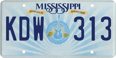 MS license plate KDW313