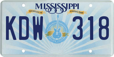 MS license plate KDW318