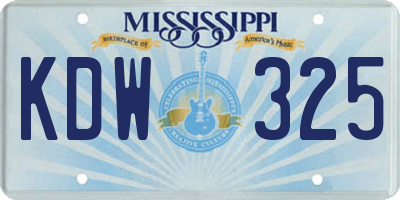 MS license plate KDW325