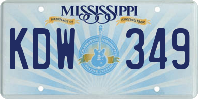 MS license plate KDW349