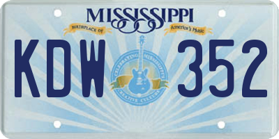 MS license plate KDW352