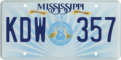 MS license plate KDW357