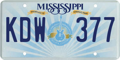 MS license plate KDW377