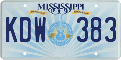 MS license plate KDW383