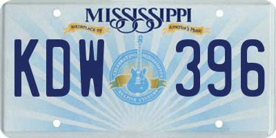 MS license plate KDW396
