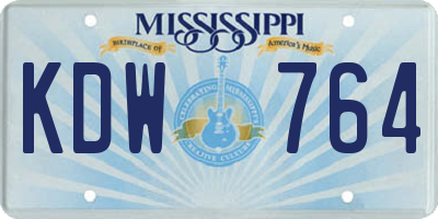 MS license plate KDW764